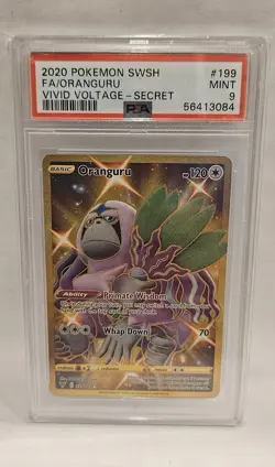 2020 POKEMON ORANGURU FULL ART GOLD RARE Vivid Voltage #199 PSA 9 MINT - Image 1