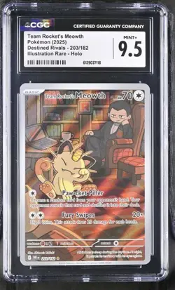 Team Rocket's Meowth *CGC 9.5* Illustration Rare *Destined Rivals* #203* Pokemon - Image 1