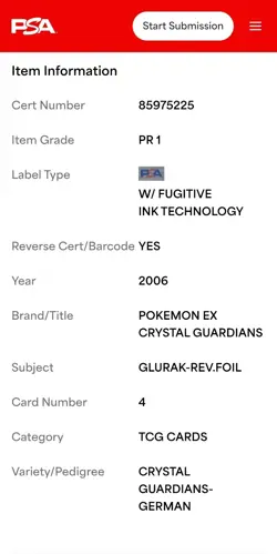 Pokemon PSA 1 Charizard #4 Holo EX Crystal Guardians 2006 English German ERROR - Image 4