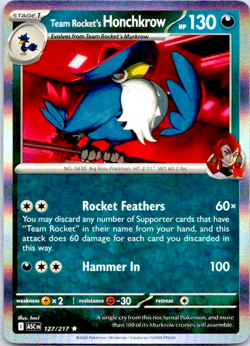 Team Rocket's Honchkrow 127/217 Holo Rare Pokemon ME: Ascended Heroes NM - Image 1
