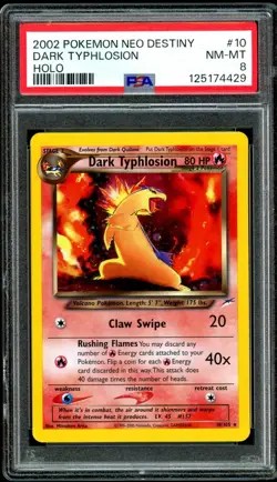 2002 POKEMON NEO DESTINY #10 DARK TYPHLOSION-HOLO PSA 8 - Image 1