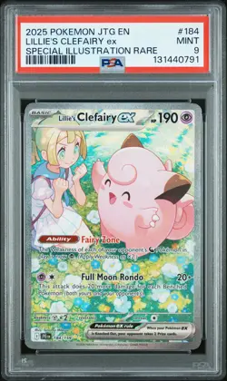 2025 POKEMON JTG EN-JOURNEY TOGETHER #184 LILLIE'S CLEFAIRY EX PSA 9 - Image 1