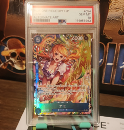 Namco Nami OP11-054 Alternate Art Foil Super Rare PSA 10 One Piece Card - Image 1