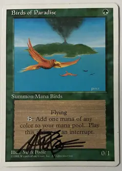 Magic The Gathering MTG BIRDS OF PARADISE 4th Edition Card Signed by Mark Poole! - Image 1