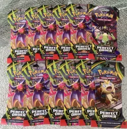 Lot of (12) Pokemon- Mega Evolution Perfect Order - SLEEVED BOOSTER PACK - Image 1