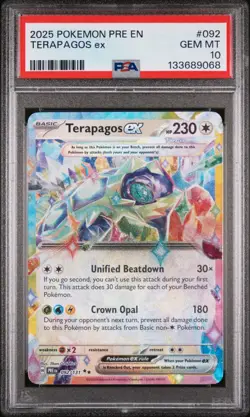 Pokemon Terapagos ex Prismatic Evolutions #092 Graded Card PSA 10 - Image 1