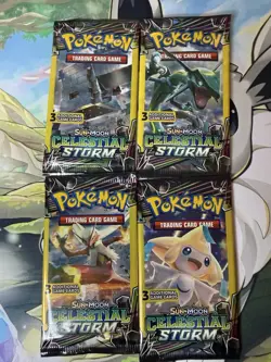 Pokemon Celestial Storm 3 Card Mini Booster Packs Complete Art Set Lot of 4 - Image 1