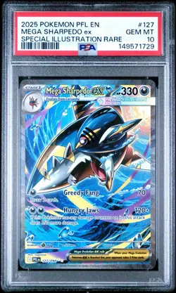 2025 POKEMON PHANTASMAL FLAMES SPECIAL ILLUSTRATION RARE MEGA SHARPEDO EX PSA 10 - Image 1