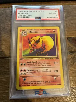 1999 POKEMON JUNGLE 1ST EDITION #19 FLAREON PSA 8 - Image 1
