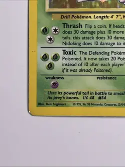 Nidoking 11/102 Holo Rare | Pokemon TCG: Base Set | 1999 (Vintage) HP/Damaged - Image 4