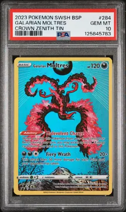 Galarian Moltres # 284 BSP | Pokemon - 2023 Crown Zenith Tin | PSA 10 GEM MT - Image 1