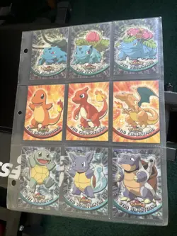 Topps Pokemon Set of 9/90 Complete Starter Blastoise Charizard Non-Holo Series 2 - Image 1
