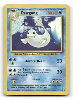 Dewgong 25/102 - Base Set Unlimited - Pokemon Card HP - Image 1