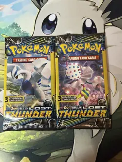 POKEMON Sun & Moon LOST THUNDER 3 Card Mini Booster Packs 2 Packs Pokemon - Image 1