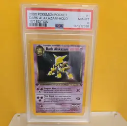 Pokemon Dark Alakazam 1/82 Team Rocket 1st Edition Holo PSA 8 60 HP - Image 1