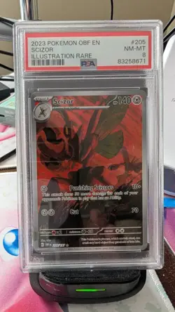 Pokemon 2023 Obsidian Flames Illustration Rare SCIZOR #205 PSA 8 RARE - Image 1