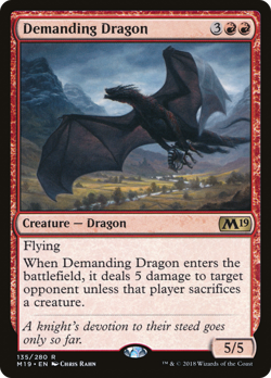 Demanding Dragon #135 (MP) Core Set 2019 M19 Magic MTG - Image 1