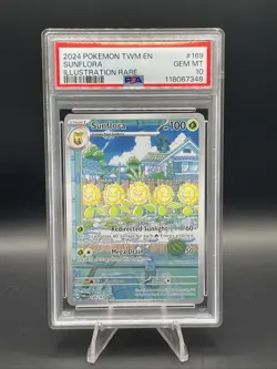 Pokemon Twilight Masquerade Sunflora Illustration Card 169/167 PSA 10 - Image 1