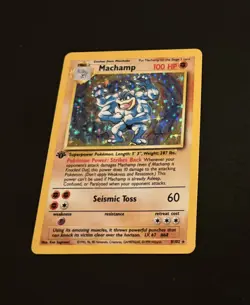 Machamp 1st Edition 8/102 Holo Base Set Pokemon Card 1999 WOTC Vintage - Image 1
