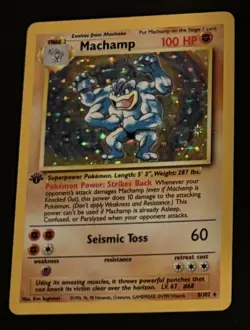 Machamp 1st Edition 8/102 Holo Base Set Pokemon Card 1999 WOTC Vintage - Image 2