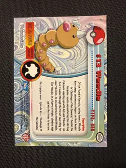 1999 Topps Pokemon Weedle #13 TV Animation Edition Blue Logo Non Holo 1st Print - Image 2
