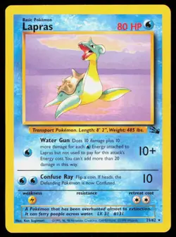 LAPRAS 25/62 VINTAGE RARE FOSSIL POKEMON NM - Image 1
