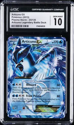 2013 POKEMON PLASMA STORM #25 ARTICUNO EX CGC 10 GEM MINT - Image 1