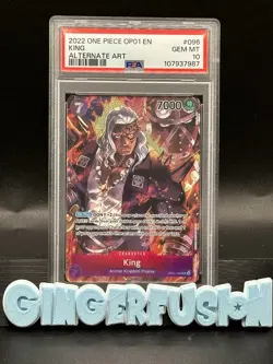 ONE PIECE ROMANCE DAWN KING 2022 ENG #OP01-096 ALT ART SUPER RARE PSA 10 - Image 1