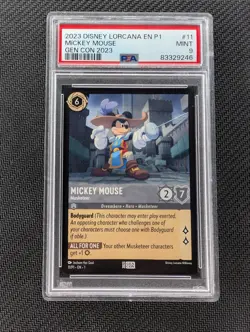2023 Disney Lorcana The First Chapter Gen Con '23 Mickey Mouse #11 PSA 9 MINT - Image 1