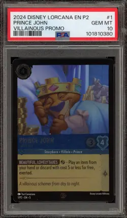 Disney Lorcana Prince John Villainous Foil Promo 1/P2 PSA 10 Gem Mint - Image 1