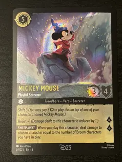 2024 DISNEY LORCANA EN RARE D23 MICKEY MOUSE - PLAYFUL SORCERER D23 Promo Nm - Image 1