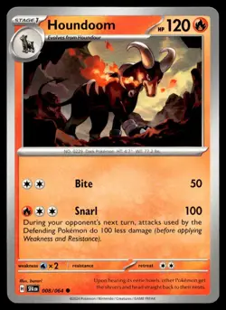 Houndoom 8/64 Pokemon Card Shrouded Fable Common 120 HP Lightly Played PU - Image 1