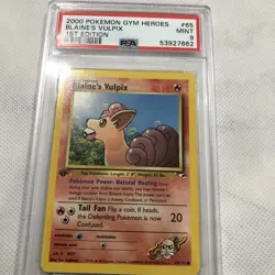 2000 Pokemon Gym Heroes 1st Edition Blaine's Vulpix 65/132 PSA 9 Mint - Image 1