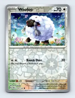 Wooloo 124/142 SV07: Stellar Crown Reverse Holo Near Mint Pokemon Card - Image 1