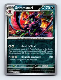 Grimmsnarl 096/142 SV07: Stellar Crown Reverse Holo Near Mint Pokemon Card - Image 1