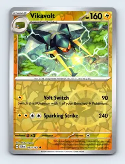 Vikavolt 053/142 SV07: Stellar Crown Reverse Holo Near Mint Pokemon Card - Image 1