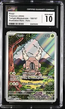 CGC 10 Gem Mint Pokemon TCG Pinsir Illustration Rare #168 - Image 1
