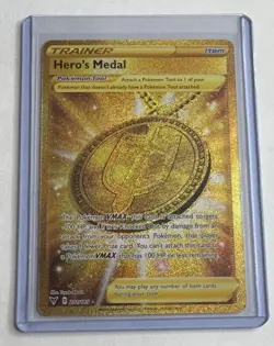 Hero's Medal 201/185 Vivid Voltage Gold Secret Rare Pokemon NM/M - Image 1