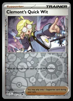 CLEMONT'S QUICK WIT 167/191 Uncommon Surging Sparks Pokemon Reverse Holo NM - Image 1