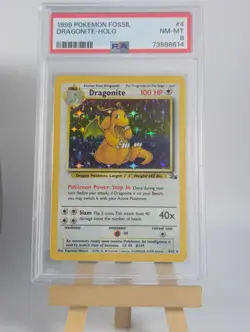 1999 POKEMON FOSSIL #4 DRAGONITE - HOLO PSA 8 - Vintage WOTC - Image 3