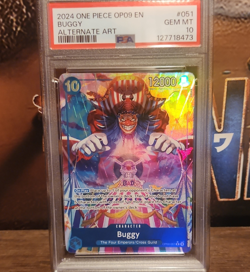 Bandai One Piece Buggy OP09-051 Alt Art Foil Rare PSA 10 EN - Image 1