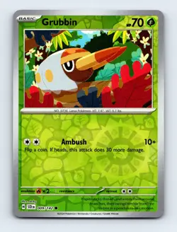 Grubbin 009/142 SV07: Stellar Crown Reverse Holo Near Mint Pokemon Card - Image 1