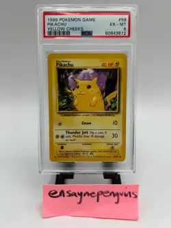 1999 Pokemon Base Set #58 Pikachu Card WOTC PSA 6 EXCELLENT - MINT - Image 1