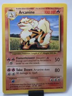 Arcanine 23/102 Uncommon Base Set Unlimited Pokemon MP - Image 1
