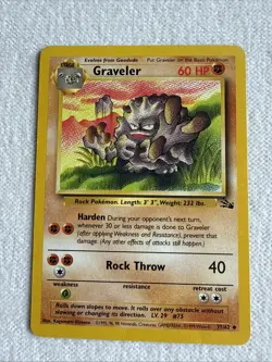 Graveler NM Pokemon 37/62 Fossil Vintage 1999 Uncommon Lightly Played Unlimited - Image 1