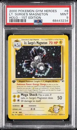 2000 POKEMON GYM HEROES HOLO-1ST EDITION #8 LT. SURGE'S MAGNETON PSA 9 - Image 1