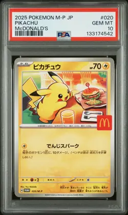 2025 POKEMON JAPANESE M-P PROMO MCDONALD'S #020 PIKACHU PSA 10 - Image 1