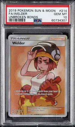 2019 POKEMON SUN & MOON UNBROKEN BONDS #214 FULL ART/WELDER PSA 10 - Image 1