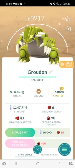 Pokemon Go Legendary Shiny Groudon ( High CP ) - Image 1
