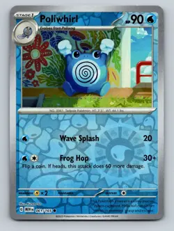Poliwhirl 061/165 Common 151 Pokemon Reverse Holo LP - Image 1
